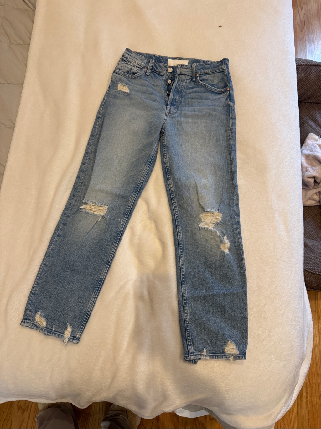Mother The Tomcat The Confession Light Blue Distressed Women's Jeans